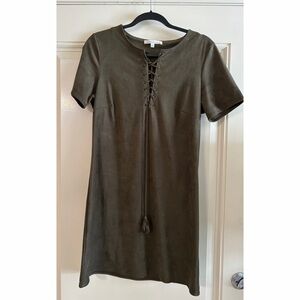 Daniel Rainn Olive Lace-Up Mini Dress